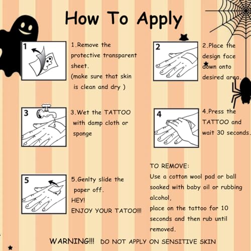 Kids Glitter Halloween Tattoos Set - 74 Washable Temporary Party Stickers