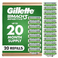 Gillette Mach3 Sensitive Razor Blade Refills - 20 Count - Sensitive Skin