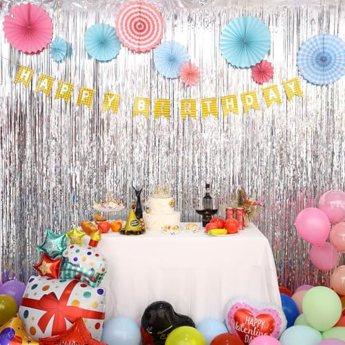 25-Pack Silver Foil Fringe Curtains - Tinsel Party Backdrops & Decorations