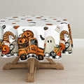 Halloween Round Tablecloth 90 Inch - Ghost Pumpkin Design, Orange