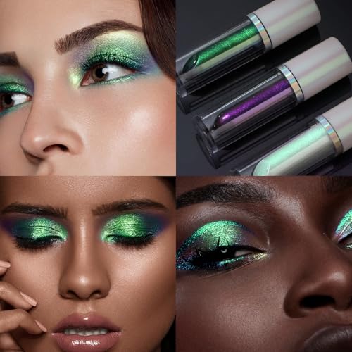 Noerrors Emerald Night Spark Liquid Chameleon Eyeshadow - Multichrome Metallic Green, Long-Lasting Eye Topper for Party & Holiday