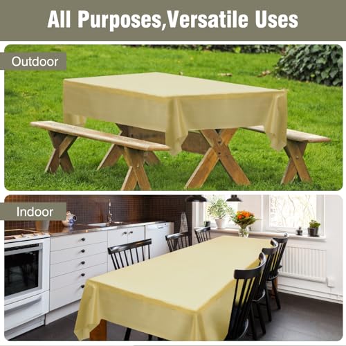 Gold Plastic Table Cover Roll 3600x40 Inch Rectangular Disposable Banquet Tablecloth