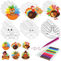 Thanksgiving DIY Refrigerator Magnet Set with Color Pens - Autumn Turkey Crafts