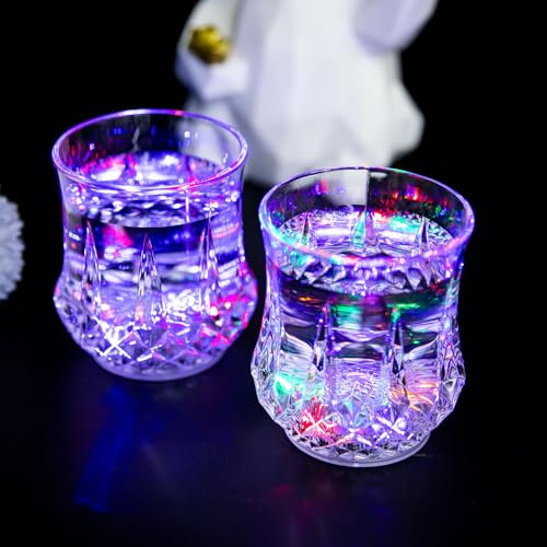 LED Light Up Shot Cups - Multicolor Liquid Activated Glasses - 2 Pack - Party Favors & Bar Accessories