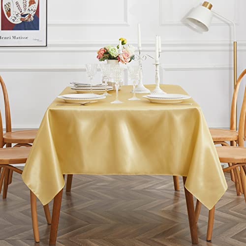 Gold Satin Tablecloth 58x102 Inches - 4 Pack, Rectangular, Elegant Party Decor Variation of 4 / Gold