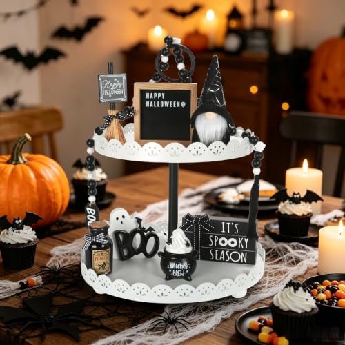 Halloween Tiered Tray Decor Set - 8 Pieces for Indoor Seasonal Display