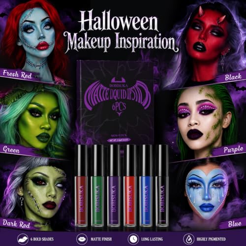 Halloween Liquid Lipstick Set - Bold Matte Colors for Cosplay & Gothic Makeup
