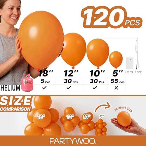 Orange Fall Color Balloons Set - 120pcs Burnt Orange Latex Party Supplies with Variation F53