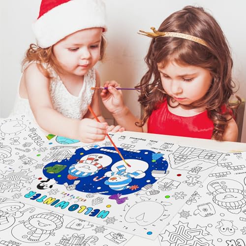 Winter Coloring Placemats for Kids - 45pcs Holiday Printable Table Mats