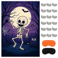 Halloween Skeleton Pin the Teeth Party Game with Sticker Poster and Blindfolds