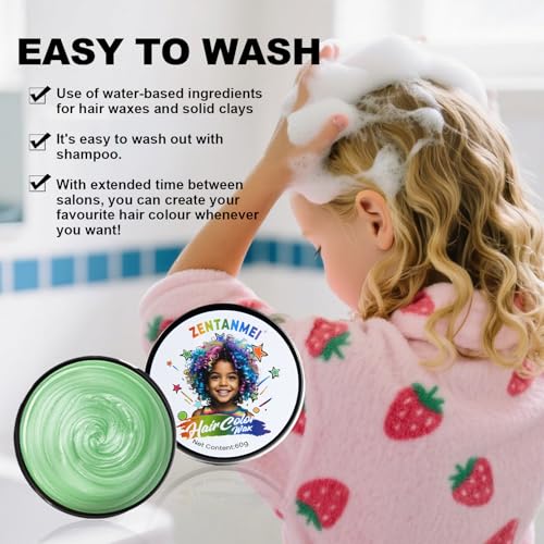 Temporary Hair Color Wax - Washable and Vibrant Green for Party & Cosplay