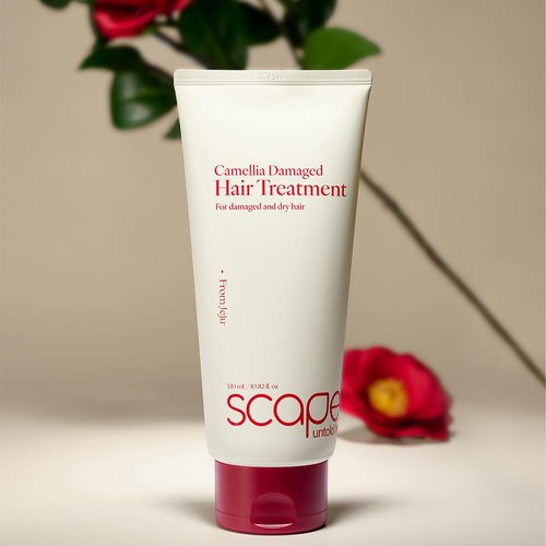 SCAPES UNTOLD BEAUTY Camellia Damaged Hair Treatment 320ml/10.82 fl.oz | Deep Repair Conditioner for Dry & Damaged Hair with Jeju Camellia Oil & Hydrolyzed Keratin | Protein-Enriched, Moisturizing