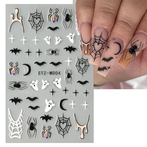 Halloween Nail Stickers Spider Variation - Self-Adhesive Nail Art Decals for DIY Manicure