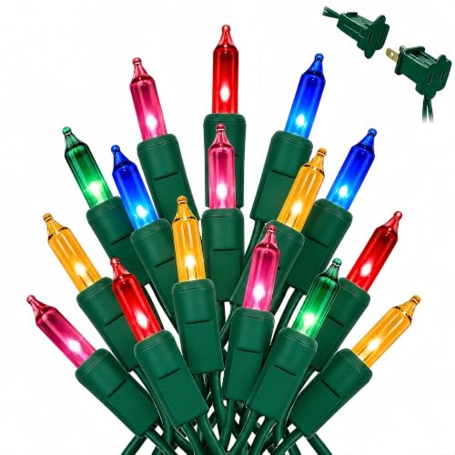Multicolor Christmas Lights 100 Count Connectable Incandescent String 21 Feet UL Certified