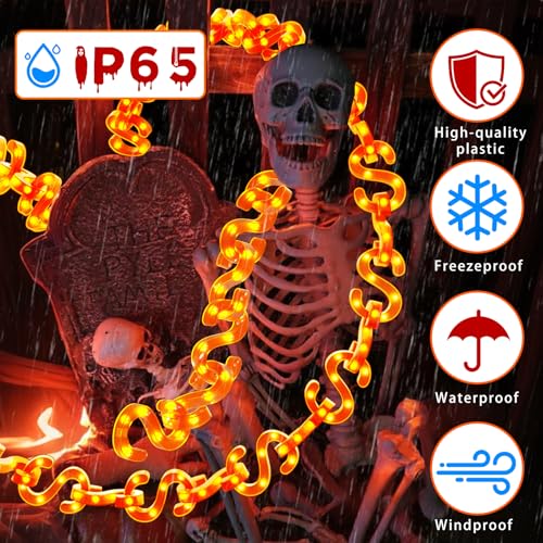 Halloween String Lights Battery Operated 10Ft 160 LEDs Waterproof with 8 Modes - Orange (Variation of THIS listing)