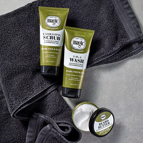 Softsheen-Carson Magic Shaving Beard Grooming Kit for Men with Cedarwood Oil, Includes Beard Butter, Scrub and Cleanser, Gift Set for Facial Hair Care,1 kit