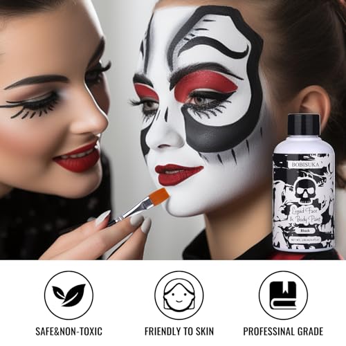 Black Face & Body Paint Liquid Makeup for Halloween & Cosplay - 130ml