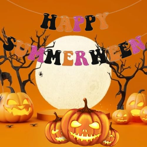 Orange Summerween Banner Halloween Decorations Indoor Outdoor Party Decor