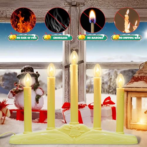 Ivory 5 Light Electric Window Candles Christmas Candle Lights with Spare Bulb