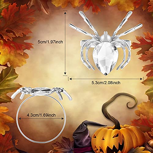 Halloween Metal Spider Napkin Rings - Silver, Set of 8