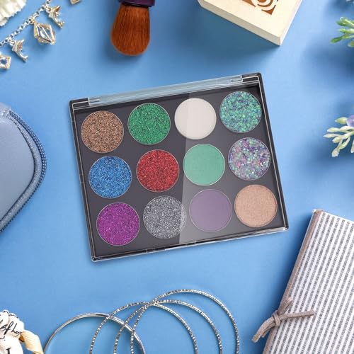 Magnetic Refillable Makeup Palette Set with Clear Top - 5 Pack Small Eyeshadow Storage Boxes for DIY Cosmetics Travel