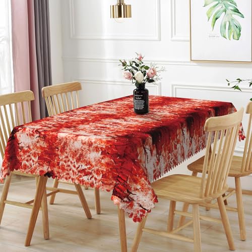Horror Bloody Halloween Tablecloth 54x86 Inch - Red Blood Printed Fabric