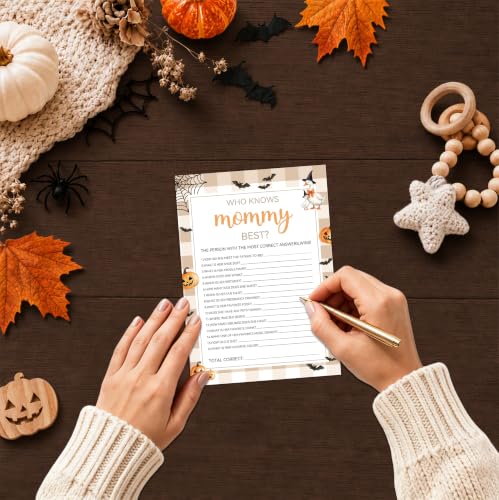 Gender Reveal Who Knows Mommy Best Halloween Baby Shower Game Set - Halloween Goose Variation