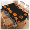 Halloween Pumpkin 52x70 Inch Oblong Tablecloth - Spiders & Web Farmhouse Decor