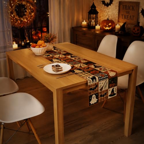 Halloween Patchwork Table Runner - Rustic Farmhouse Halloween Decorations - Variation of THIS listing