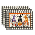 Halloween Gnome Round Placemats Set of 4 - 12x18 Inch Table Decor