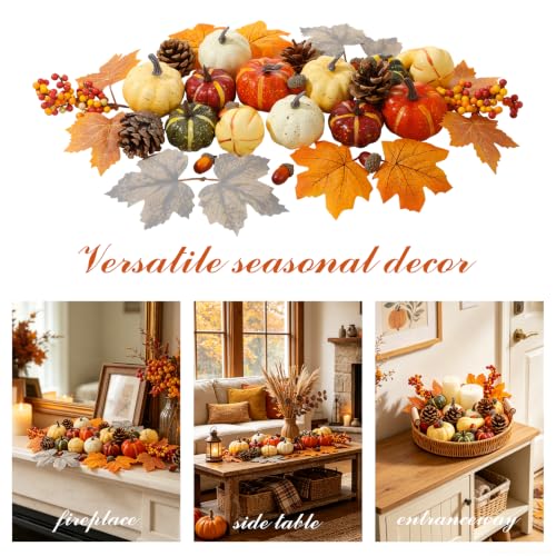 Autumn Decor Artificial Pumpkin Set - 28PCS Fall Harvest Decorations