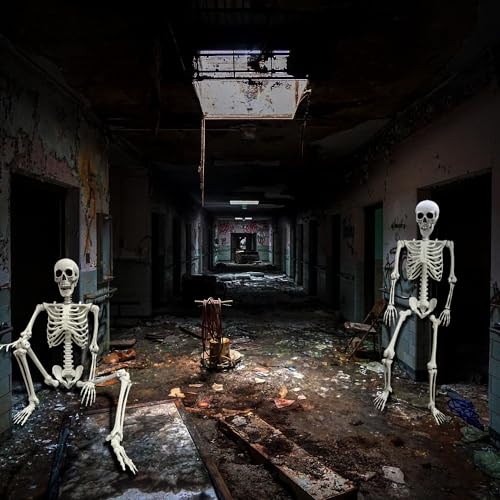 5.4Ft Halloween Skeleton with Movable Joints - Life Size Human Bones for Indoor Outdoor Decor