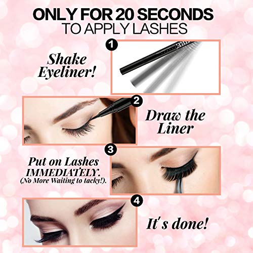 Eyeliners for False Eyelashes - Extra Strong Hold 2-in-1 Magic Eyeliner H - No Glue or Magnet Needed
