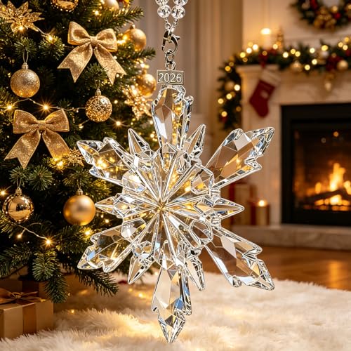 Crystal Snowflake Christmas Ornaments 2026 - Transparent Crystal Set