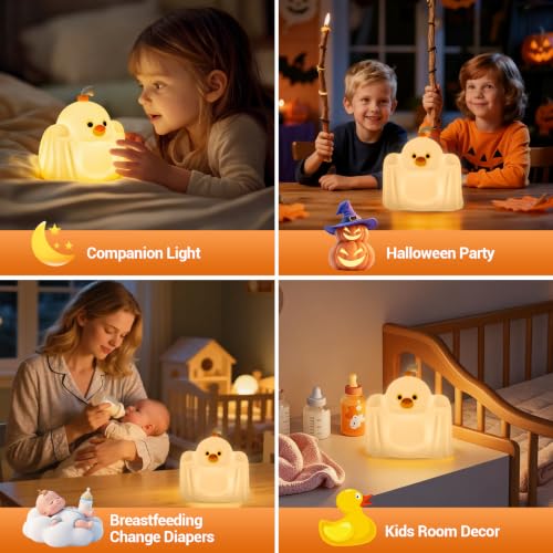 Kids Night Light Squishy Duck Lamp with 3-Level Dimming & Timer