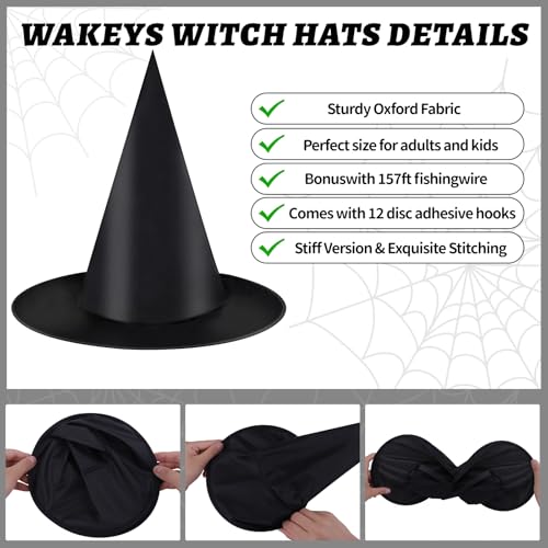 Halloween Witch Hats Hanging Decor Set with Bats & Spiders – Indoor & Outdoor Party Decorations