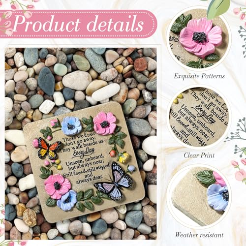 Day of the Dead Garden Memorial Stone - Outdoor Sympathy Decor with Floral Carvings