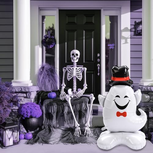 Halloween Ghost Balloons Set - 2 Large Foil Balloons, 59 Inch Ghost Decorations
