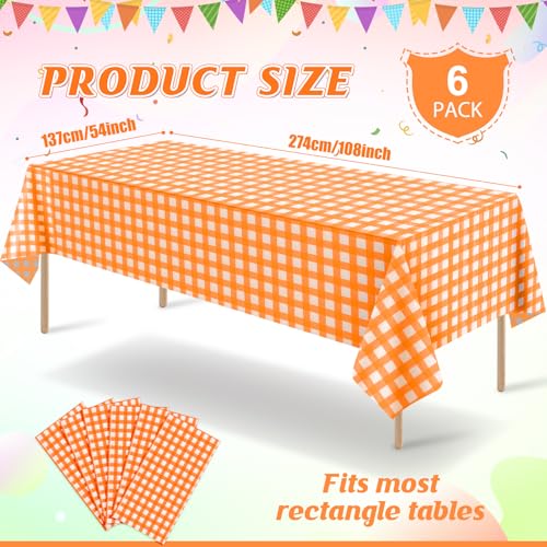 Orange Gingham Tablecloths Set - 6 Pack, 54x108 Inch Fall & Thanksgiving Decor - Variation of THIS listing
