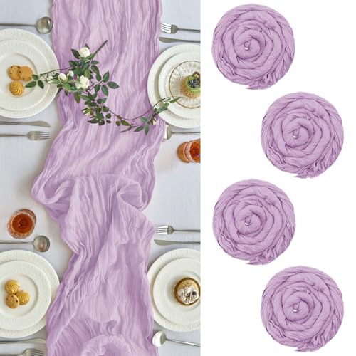 Lilac Cheesecloth Table Runner 10FT for Birthday Wedding Home Decor - Purple