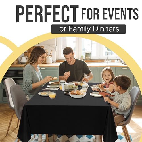 Disposable Black Plastic Tablecloth 54x108 Inch 12 Pack Thicker Premium Cover