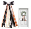 Halloween Black Stripes Wreath Bow with Orange Lace Ribbon Bows for Front Door - Variation B