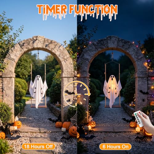 Outdoor Halloween Ghost Decorations with Lights and Remote Control - 2 Pack