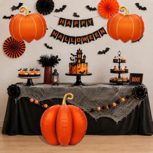Halloween Pumpkin Balloons Set - 3 Assorted Foil & 3D Orange Pumpkins