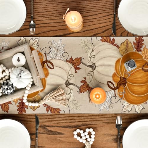 Orange 13x36 Inch Fall Table Runner Home Decor for Dining & Parties - Artoid Mode