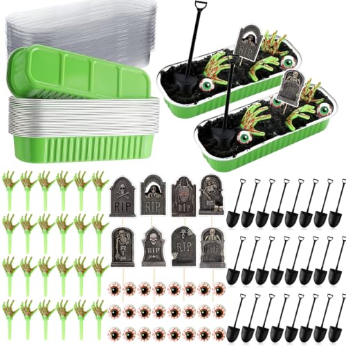 Halloween Zombie Hands Cake Topper Set with Pans and Spades - Spooky Party Supplies