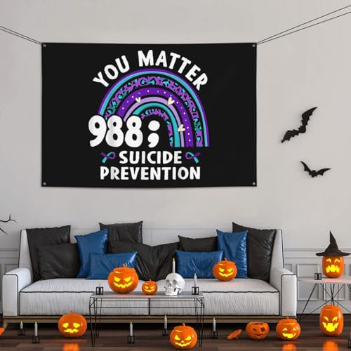 Purple Suicide Prevention Awareness Banner Flag 47x71in Holiday Decor
