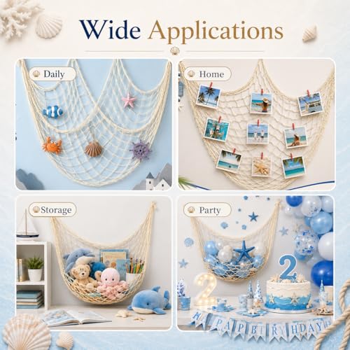 Fish Net Wall Decor for Party & Home - Coastal Themed Mermaid Mesh