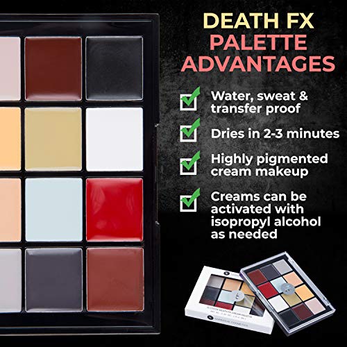 12-Color Death FX Cream Palette for Zombie & Horror Makeup - Waterproof & Quick-Drying