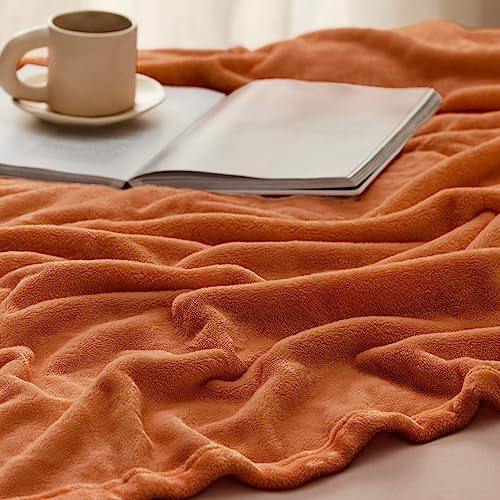 Bedsure Cozy Fleece Throw Blanket - 50x70 Inches, Orange, XL